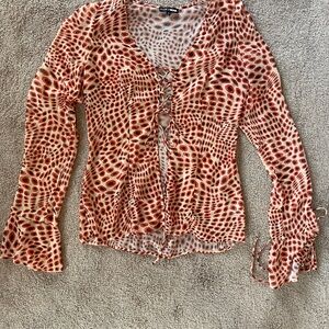 Fashion Nova Retro Boho Lace-Up Top